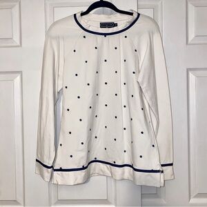 Duffield Lane White & Navy Blue Polka Dot Thick Material Top